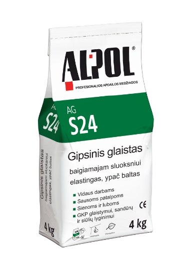 Elastingas baigiamojo sluoksnio gipsinis glaistas ALPOL AG S24 4 Kg (YPAČ BALTAS) paveikslėlis