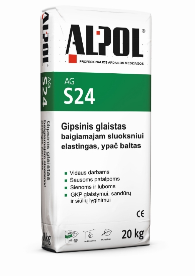 Elastingas baigiamojo sluoksnio gipsinis glaistas ALPOL AG S24 20 Kg (YPAČ BALTAS) paveikslėlis