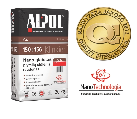 NANO-glaistas klinkerio siūlėms nuo 3 iki 10 mm ALPOL AZ 153 20 Kg (RAUDONAS-SMULKIAGRŪDIS) paveikslėlis