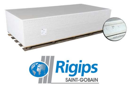 Gipskartonio plokštė RIGIPS (GKB) standartinė balta 12,5x1200x2000mm (paletėje 60 vnt.) paveikslėlis