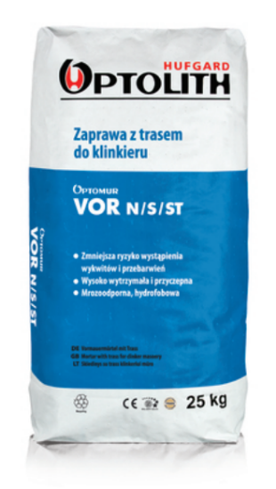 Rievėjimo ir mūro mišinys klinkerio plytelėms bei plytoms OPTOMUR VOR (S, ST, N)
